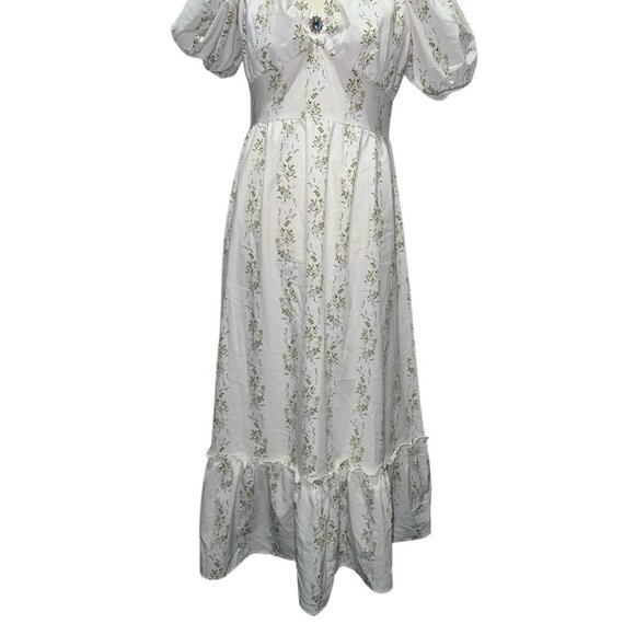 Shein Floral Cottagecore Midi Dress Sz Large Womens Puff Sleeves & Sweetheart Ne - Picture 11 of 13